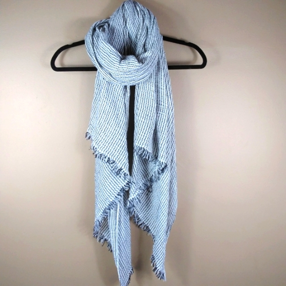 Black & White Long Fringy Scarf